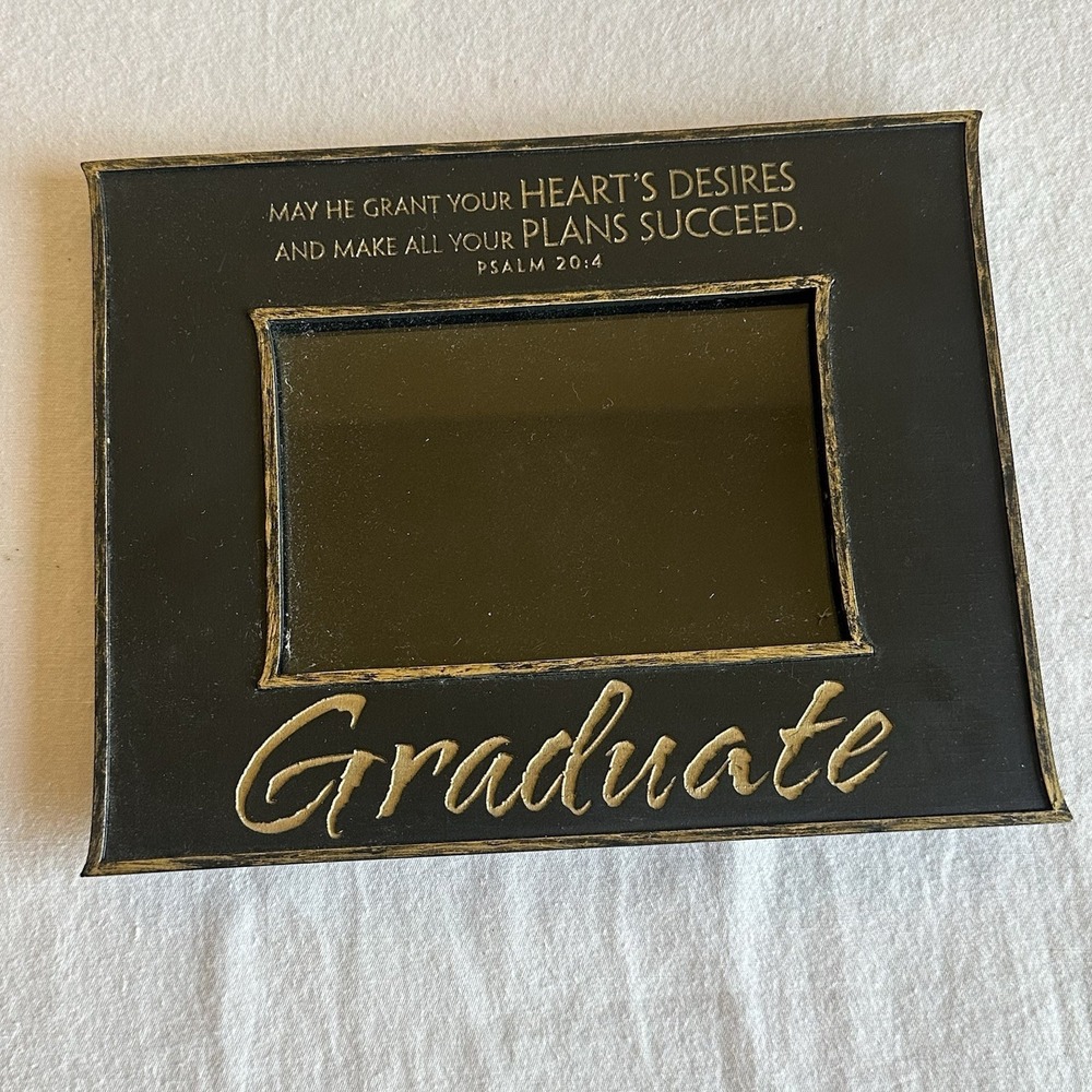 New Graduate Picture Frame 9"x7" for 3.5"x5"Picture Psalm 20:4 Bible Verse Black